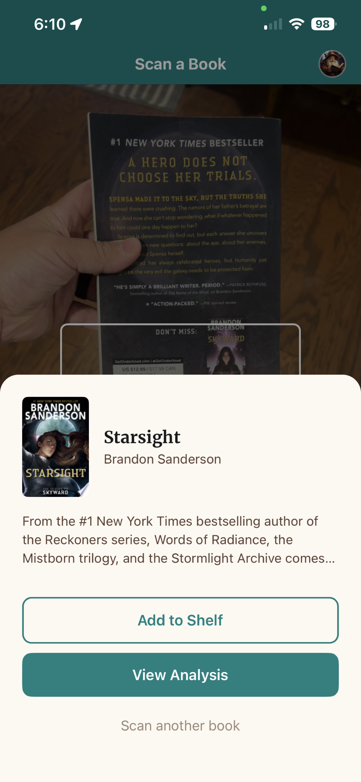 Scanning a book with Book Scout